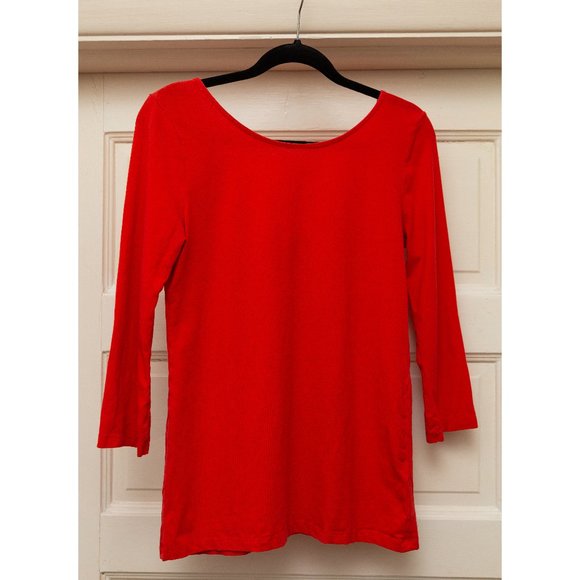 H&M 3/4 Sleeve Red Low Back Shirt - Picture 1 of 2